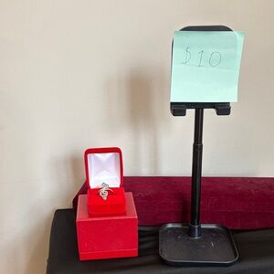 Elegant Silver Ring in Red Box